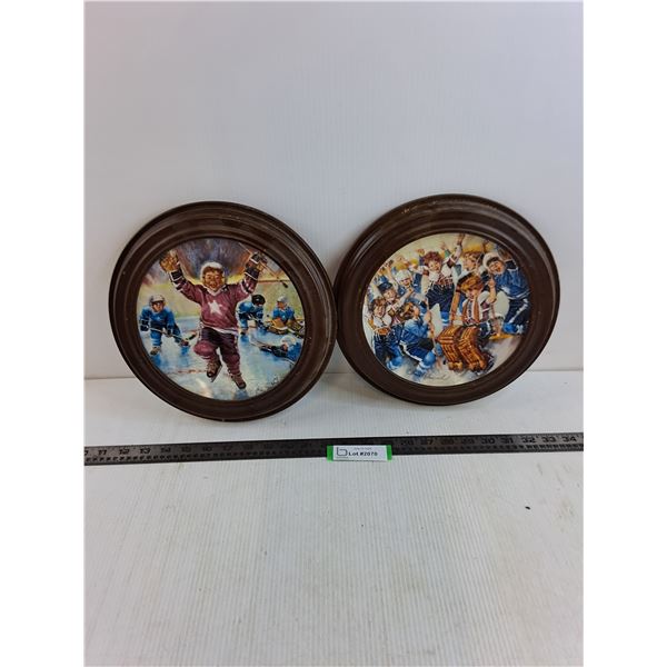 (2) Framed Decorative Plates - Artist: Stewart Sherwood - 11" Dia