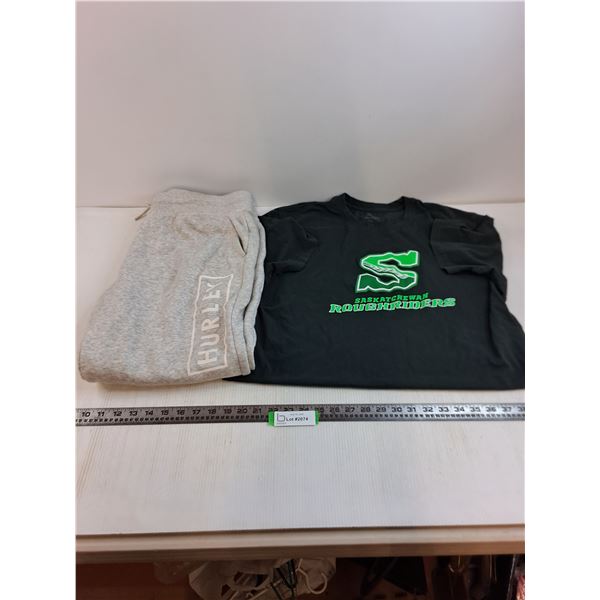 Saskatchewan Roughriders XXL T-Shirt, Hurley XL Sweat Pants