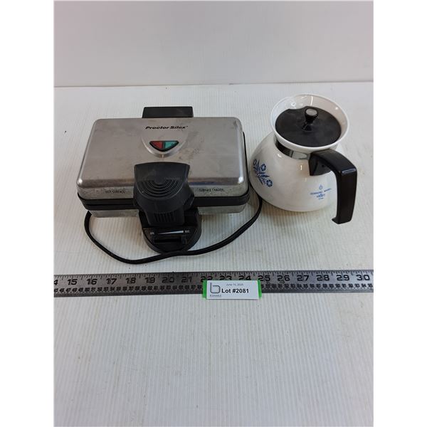 Proctor Silex Electric Waffle Iron - Powers On, Corning Ware Teapot