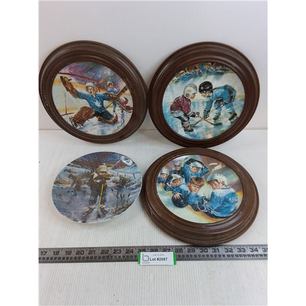 (4) Stewart Sherwood Decorative Plates - 3 framed - 11" Dia