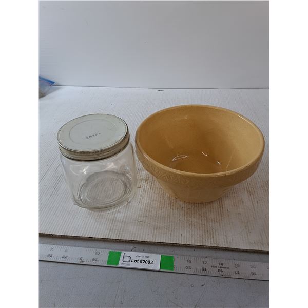 Glass Jar, and Glass Mixing Bowl