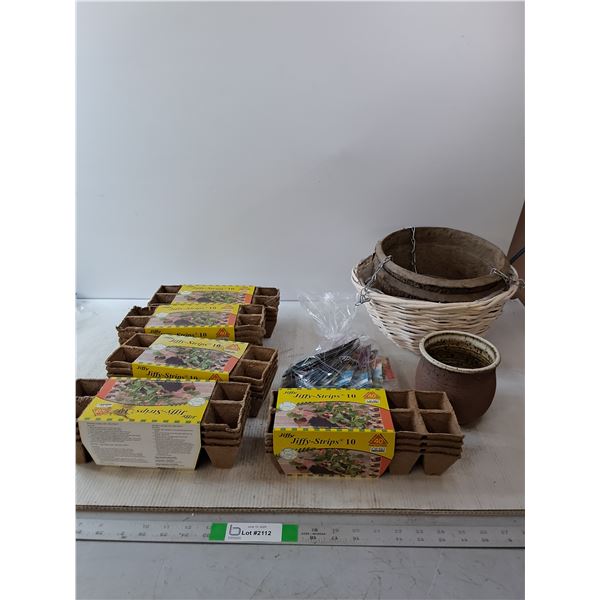 Planting Lot Jiffy Strips, Seeds, Pots