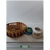 Image 1 : Wood Weave Basket Glass Pots  and Misc