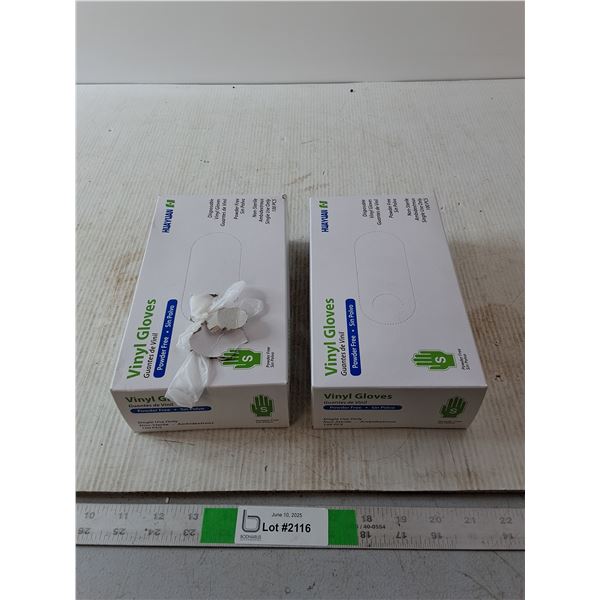 (2) Boxes Vinyl Gloves