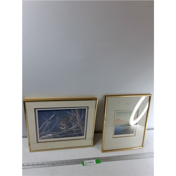 (2) Framed Pictures - Winter Start Gail Adams 14.5'' x 13'' , Summer Morning 11'' x 14''