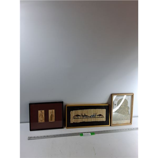 (3) Pictures Madonna Virgin Mary 8.5'' x 12'', Reproduction Of Ancient Egyptian Picture 16'' x 7.5''