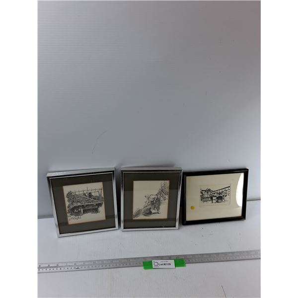 (3) Pictures Ponte Vecchio 9'' x 7.5'', Zadlowski 8'' x 9''