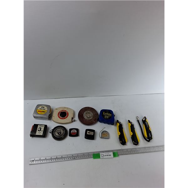 (9) Measuring Tapes, (3) Exacto Knife
