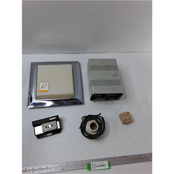 Light Cover, Mini Cassette Adapter, Lightbulb Socket,Misc - As Is