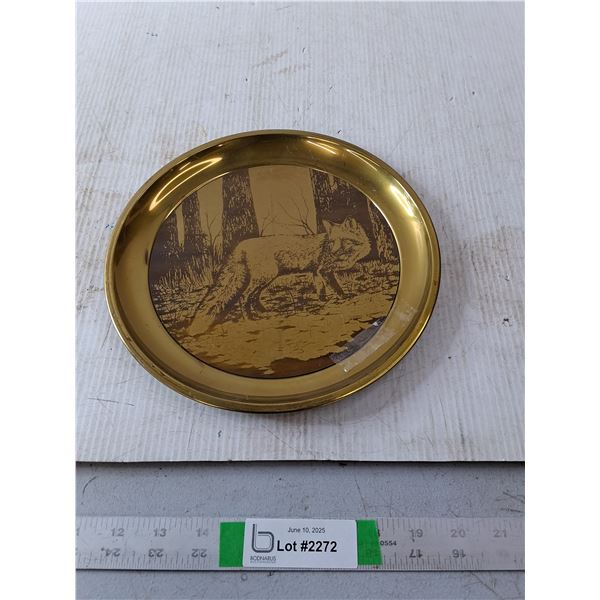 Brass Plated (plate) with Fox on It