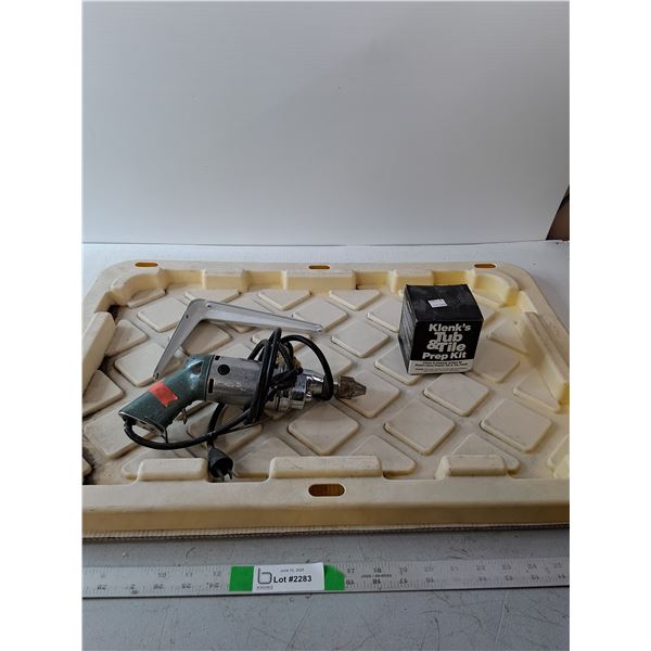 Tote Lid, Shelf Brackets, Tub Tile Repair, and Drill (Drill is Working)