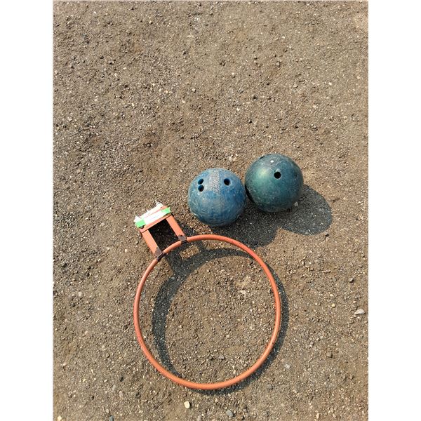 ** Basketball Hoop and Bowling Balls