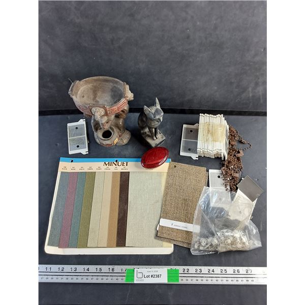 Mayan and Egyptian Decor, Curtain Weights, Fabric Samples and Misc