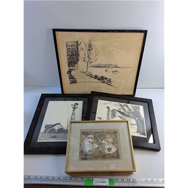 Various Framed Wall Art Prints 20 x 17"