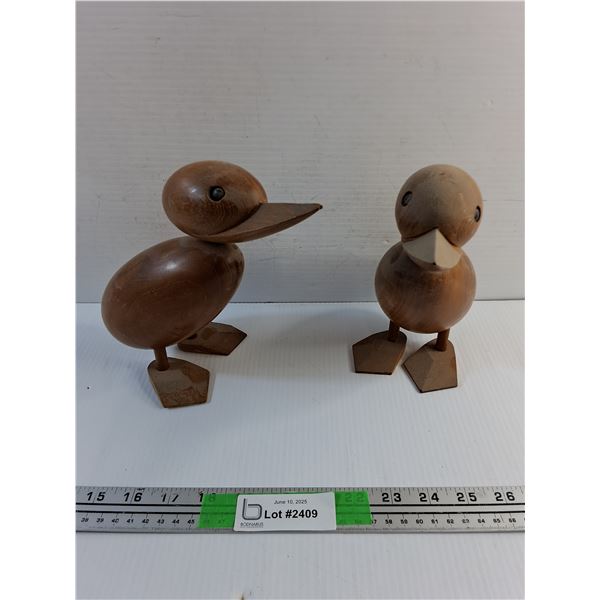 (2) Wooden Duck Decorations