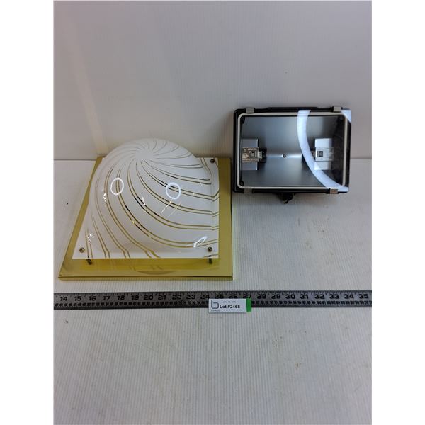 Glass/Metal Light Fixture - 12.5" x 12.5", 500W Halogen Lamp Hardware