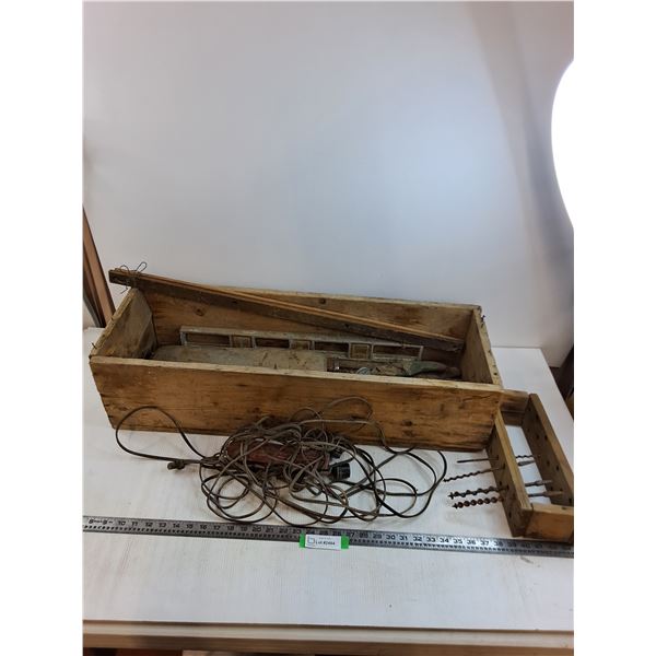 Vintage Custom Wooden Tool Box with Contents - As is - 33" x 12" x 8" - Cannot Ship