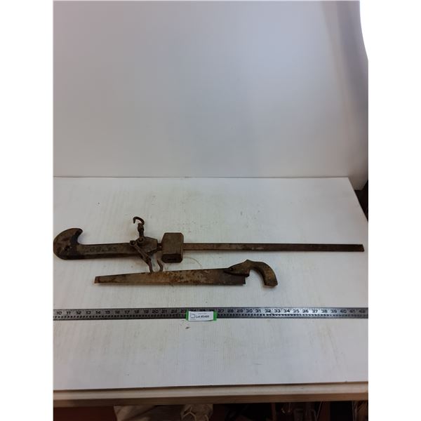 Vintage 100 lb Beam Scale, Vintage Hand Saw - Pickup Only