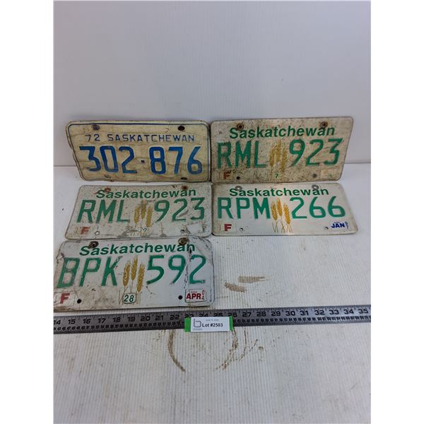(5) Saskatchewan License Plates (1972-2004)