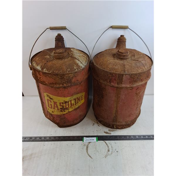 (2) Vintage Metal 5 Gallon Gas Cans - As is - Pickup Only