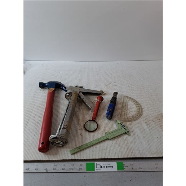 Hammer, Caulking Gun, Calipers, Misc Tools