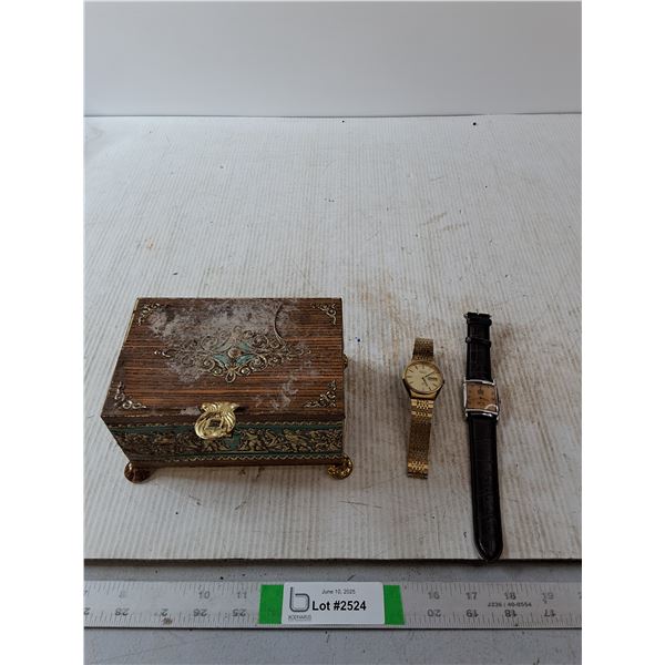 Tin Box with 2 Watches