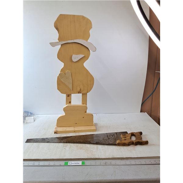 Homemade Wooden Statue, and Hand Saw