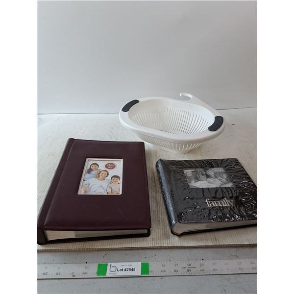 Photo Albums, and Strainer/colander