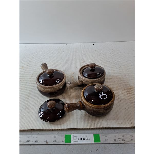 (3) French Onion Soup Pots (extra Lid)