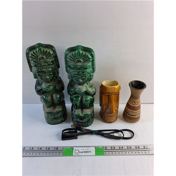 Kahlua Liquor 11" Bottles, Decorative Ceramic Vases and Cord