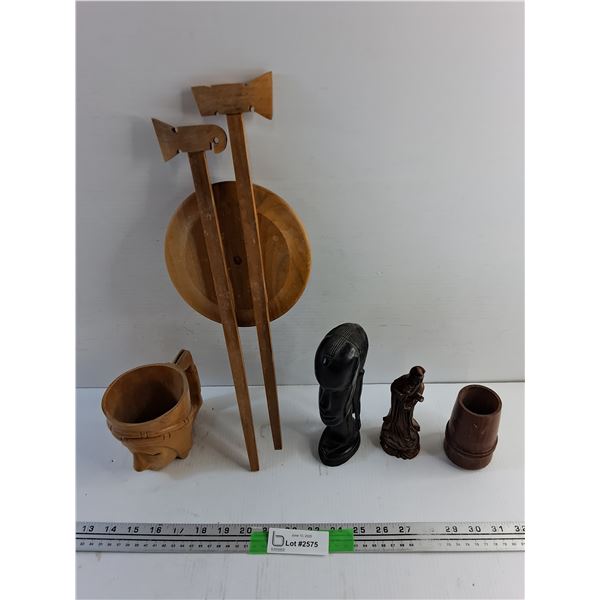 Wooden Mug, Vase and Various Decor