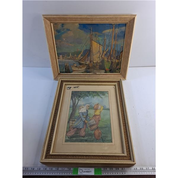 (2) Framed Wall Art Prints 19 x 16"