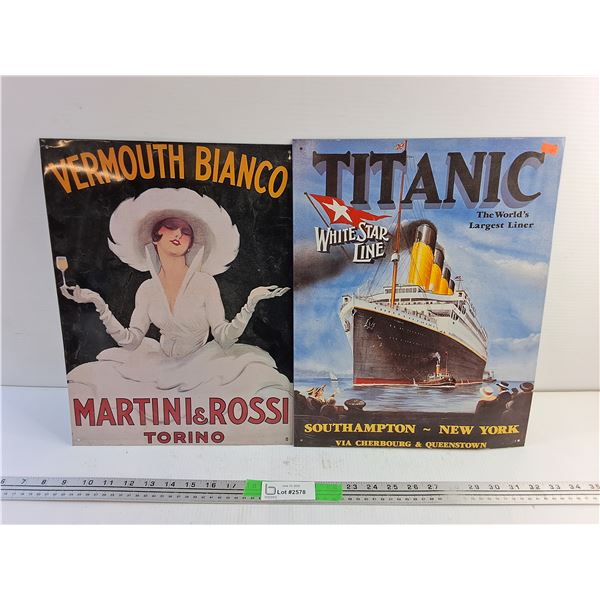 Vermouth Bianco and Titanic Wall Signs 16 x 12"