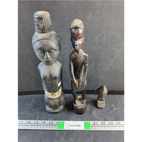 Vudu Liquor Bottle and Carved Wood Decor