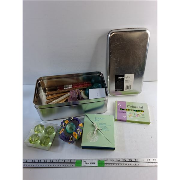 Scented Candles and Tin Storage Box