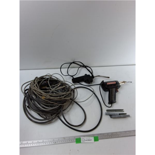 Assorted Cords, Soldering Gun, Gas Torch, Staples