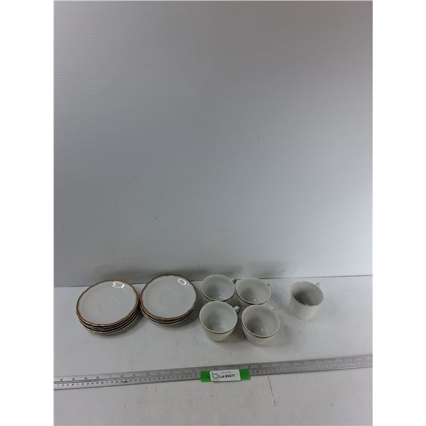 (9) Dessert Plates, (5)  Tea Cups