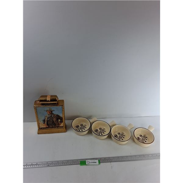 (4) Handled Pot, John Wayne Whiskey Bottle