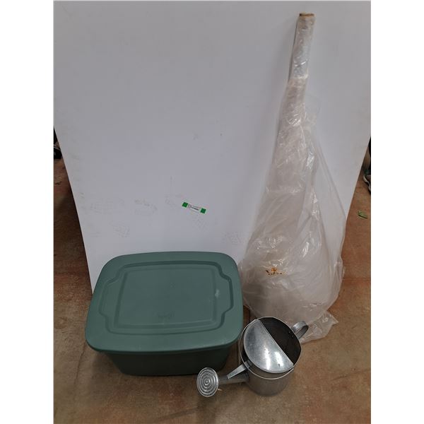*Plastic Wrap 54" W, Plastic Tote with Lid and Galvanized Watering Can - Cannot Ship
