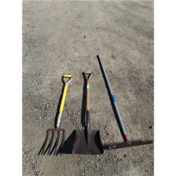 **Square Shovel, Leaf Rake and Potato Fork - PICK UP ONLY