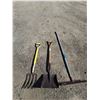 Image 1 : **Square Shovel, Leaf Rake and Potato Fork - PICK UP ONLY