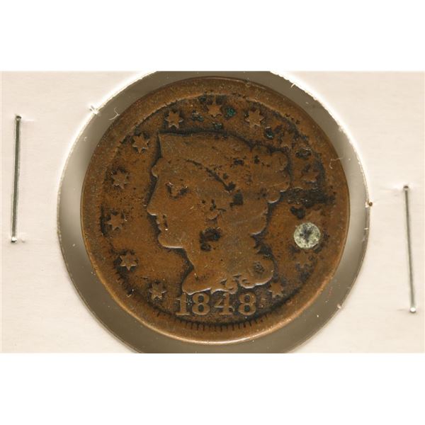 1848 US LARGE CENT WITH FILLED HOLE WATCH FOR OUR