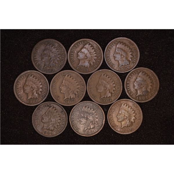 10-INDIAN HEAD CENTS: 1883, 1888, 1899, 1900,