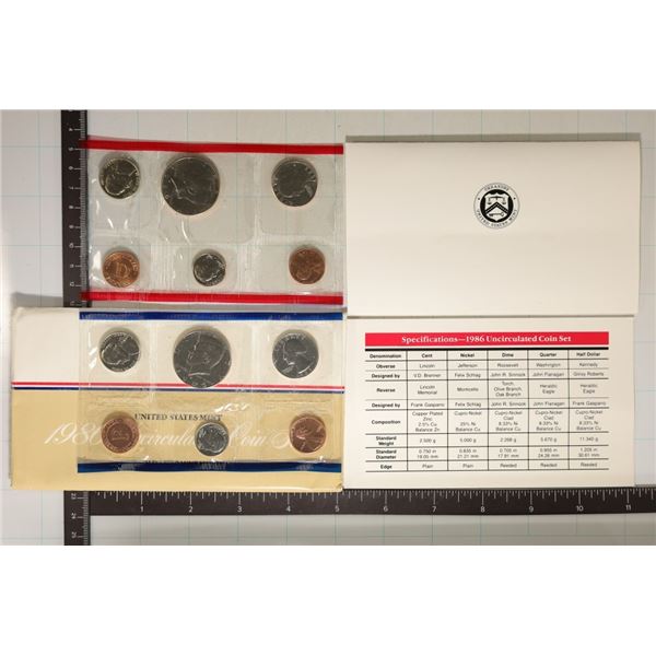 1986 US MINT SET (UNC) P/D (WITH ENVELOPE)