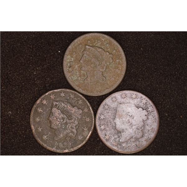 3-HARD TO READ NO DATE US LARGE CENTS