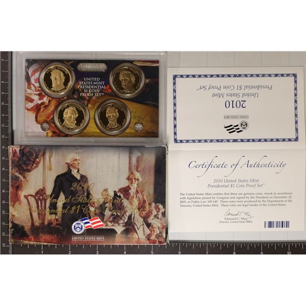 2010 US PRESIDENTIAL DOLLAR 4 COIN PF SET WITH BOX