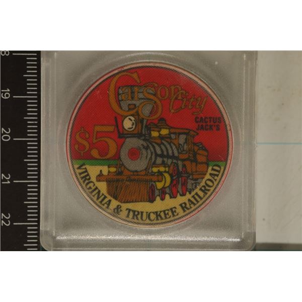 $5 CACTUS JACKS CASINO CHIP CARSON CITY, NEVADA