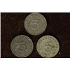 Image 2 : 1941, 42 & 1943 GERMAN 5 PFENNIGSS WITH SWASTIKAS