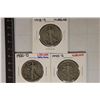 Image 1 : 3 SILVER WALKING LIBERTY HALVES: 1918-S, 1920-D