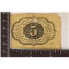 Image 2 : 1862 US 5 CENT POSTAGE CURRENCY SEE DESCRIPTION